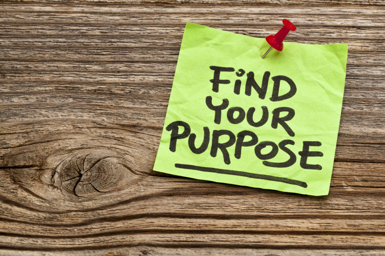 find your purpose  - motivational reminder - handwriting on stic